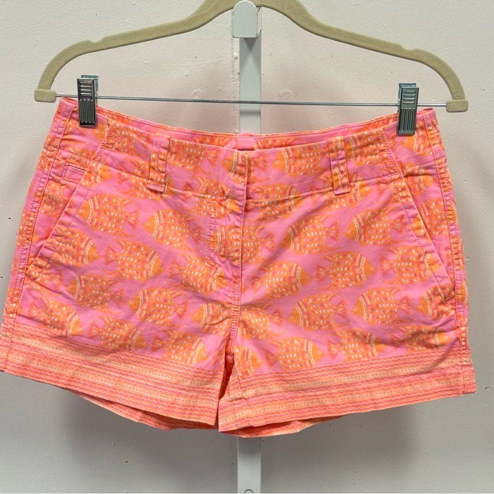 🍁 Vineyard Vines Fish Print Summer Resortwear Vibrant Beach Shorts Pink Orange